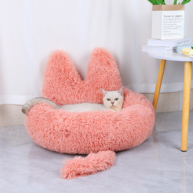 Round Cat House All Season Long Plush Pet House Cat House Warm Pet Supplies Dog Bed Pet Bed Pet Mat